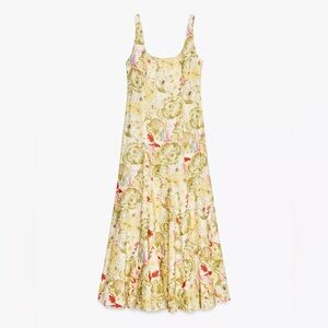 ZARA ZW COLLECTION LINEN PRINT DRESS
